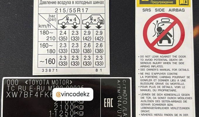 VIN-наклейки, VIN-код, шильдики