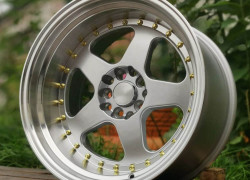R17 9J ET20 5x100 /5x114,3 73,1 Silver Polish Lip Gold Rivets