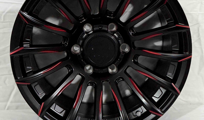  R17 9J 110,1 ET0 6x139,7 MATT BLACK+MILL(RED)